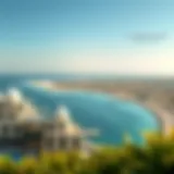 A panoramic view of Al Mamourah showcasing its pristine coastline and modern architecture