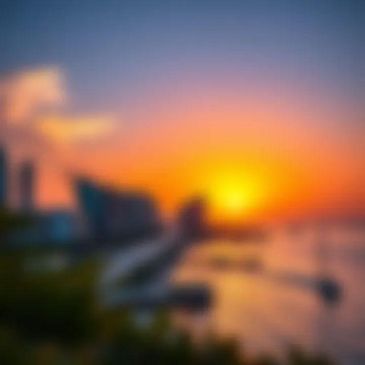 A scenic sunset over Al Mamourah's coastline, reflecting the vibrant lifestyle of the area