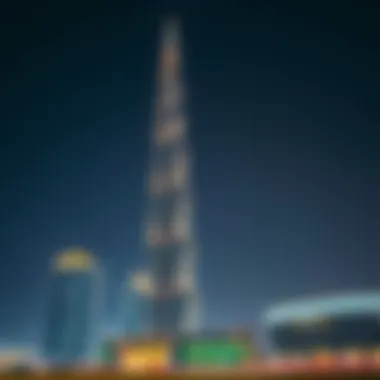 Al Rihab Tower Lit Up at Night Night view of Al Rihab Tower illuminated