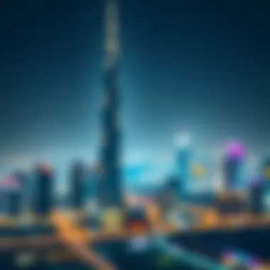 Al Rihab Tower in the Dubai Skyline Panoramic view of Dubai showcasing Al Rihab Tower