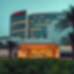 Exterior view of American Hospital Dubai showcasing modern architecture