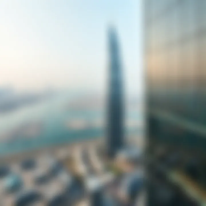 Panoramic view of Business Bay with Noora Tower as a focal point