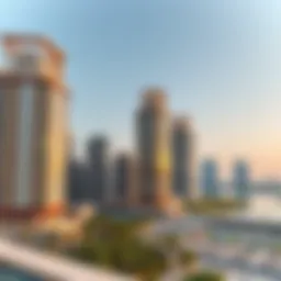 Panoramic view of Business Bay residential towers showcasing modern architecture