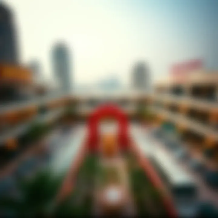 Panoramic View of Century Mall Overall view of Century Mall Dubai, surrounded by the vibrant atmosphere of the city