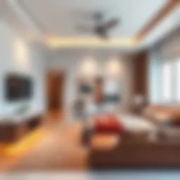 Stylish studio room interior in Mussafah Shabia 9