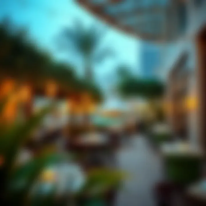 Cozy Outdoor Dining Experience A cozy outdoor dining area with warm lighting and greenery