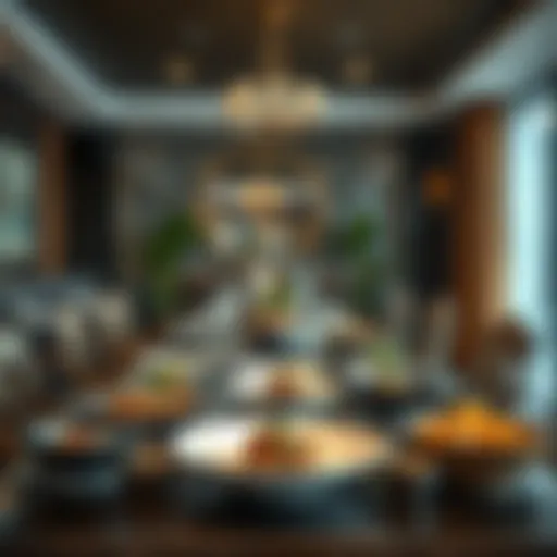 Elegant dining setup showcasing diverse cuisines