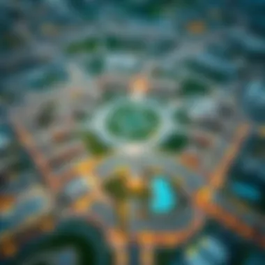 Aerial view showcasing the layout of District 10 in Jumeirah Village Circle