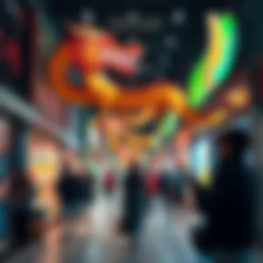 Visitors Enjoying Dragon Mart's Offerings Visitors exploring various shops within Dragon Mart