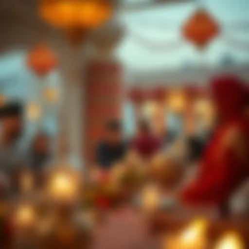 A festive Eid Al-Fitr gathering with traditional decorations