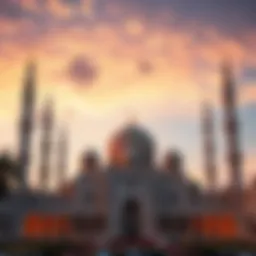 Stunning view of a mosque during Eid celebration