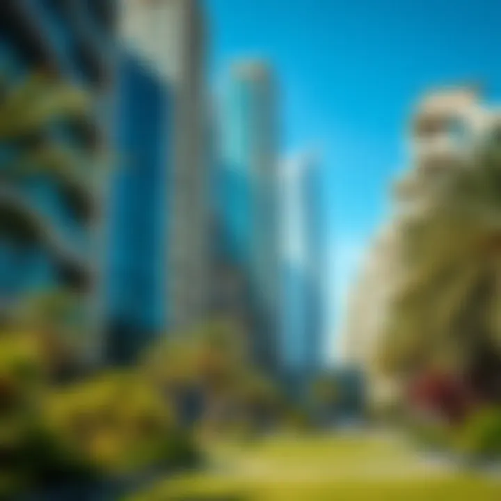 Green spaces in Dubai amidst skyscrapers