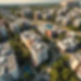 Aerial view of Discovery Garden showcasing diverse property layouts