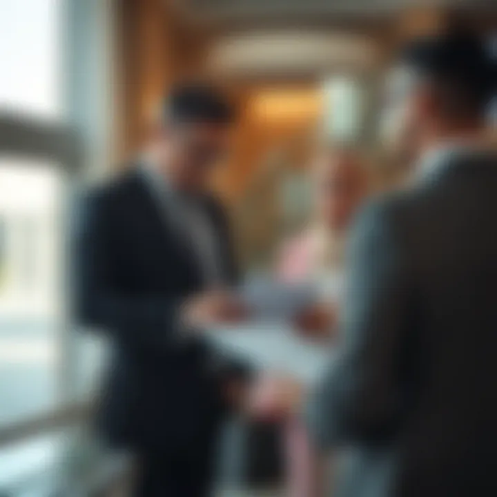 Real estate agent discussing property options with clients