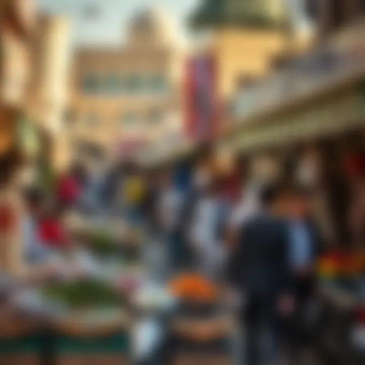 A bustling market scene reflecting the commercial vibrancy of Abu Hail.