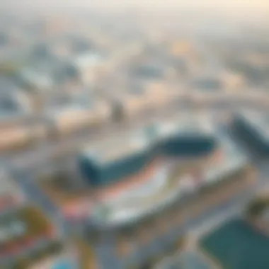 Strategic Location of Al Nahda Business Center Aerial view of Al Nahda Business Center highlighting its strategic location