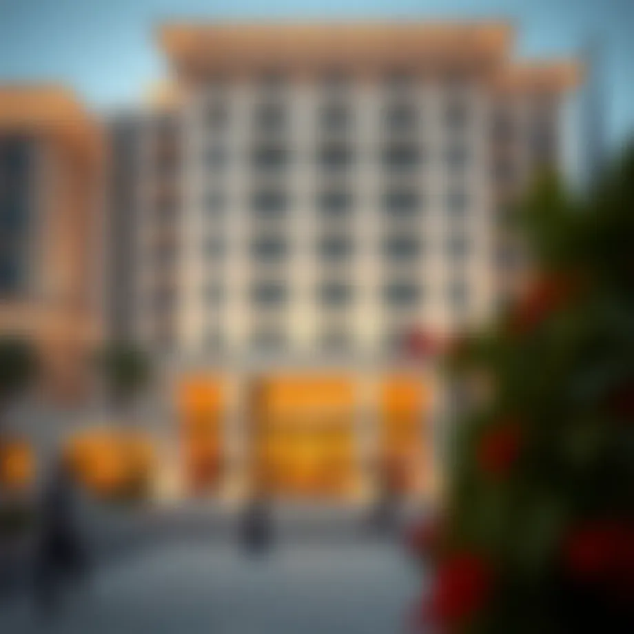 Exterior view of Al Satwa Hotel showcasing architectural elegance