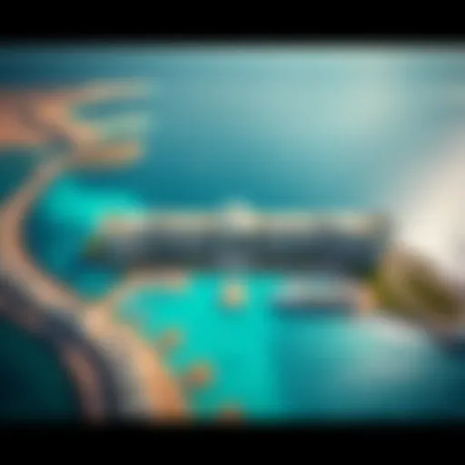 Aerial view showcasing the stunning architectural layout of Blue Water Island