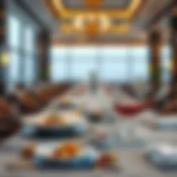 An exquisite dining setup showcasing gourmet dishes and elegant table settings