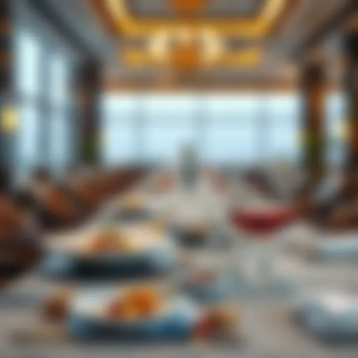 Gourmet Dining Experience An exquisite dining setup showcasing gourmet dishes and elegant table settings