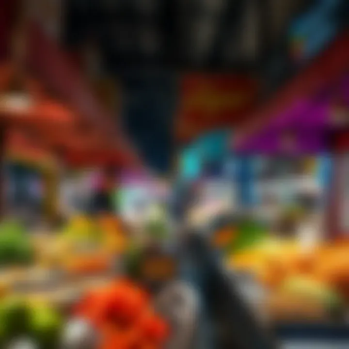 Culinary Diversity in Dubai A vibrant street scene featuring a variety of food stalls offering diverse cuisines