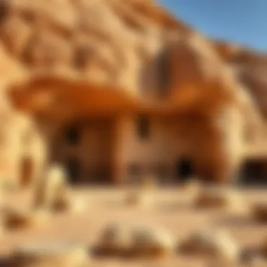 Cultural heritage site within a desert park, highlighting ancient artifacts and rock art that tell the story of the region