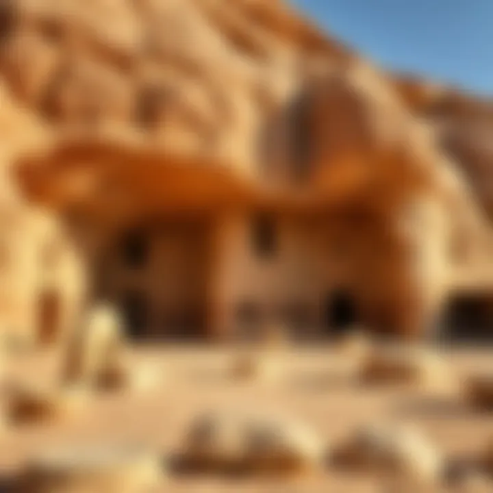 Cultural heritage site within a desert park, highlighting ancient artifacts and rock art that tell the story of the region