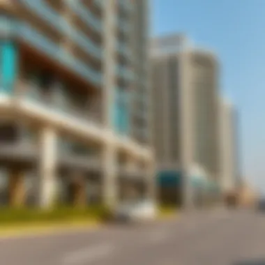 Architectural details of modern beachfront properties in Dubai Creek Harbour