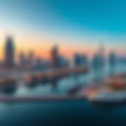 A panoramic view of Dubai Jaddaf showcasing its skyline and waterfront.