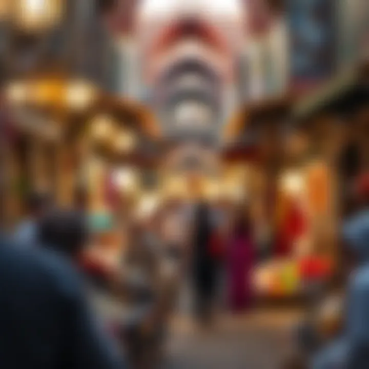 Bustling souk in Dubai's Old City filled with vibrant market stalls