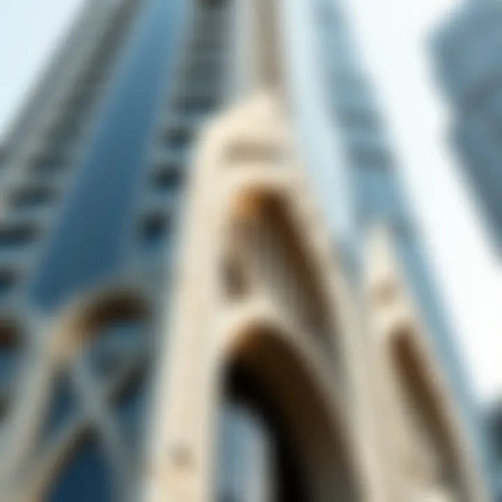 Close-up of the intricate features of Dubai Sky View's façade