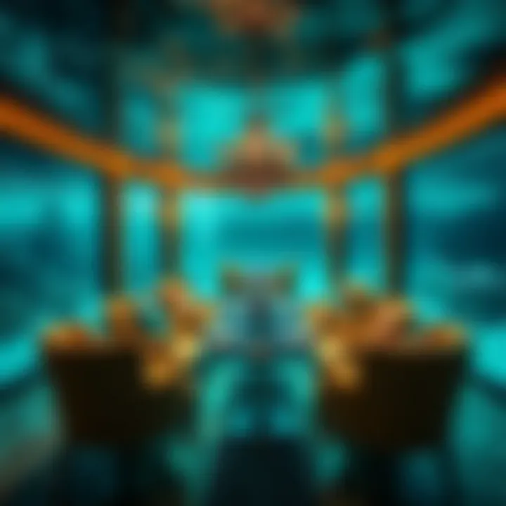 Exquisite Underwater Dining Setup Exquisite dining setup within an underwater restaurant