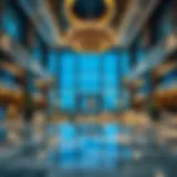 View of luxurious hotel lobby on Sheikh Zayed Road