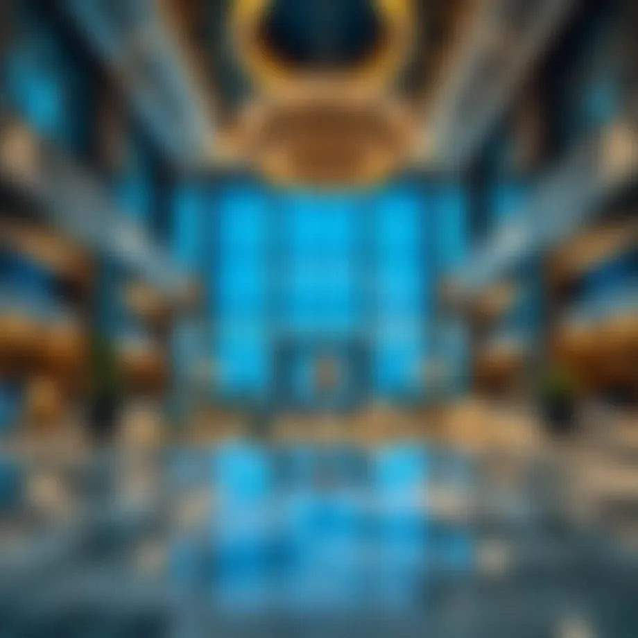 View of luxurious hotel lobby on Sheikh Zayed Road