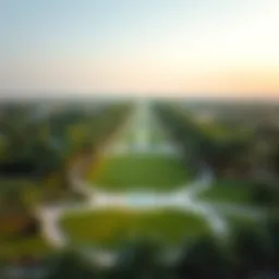 Aerial view of Masaar Park showcasing its lush greenery