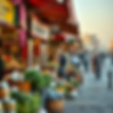 A bustling market scene reflecting the local culture and economy