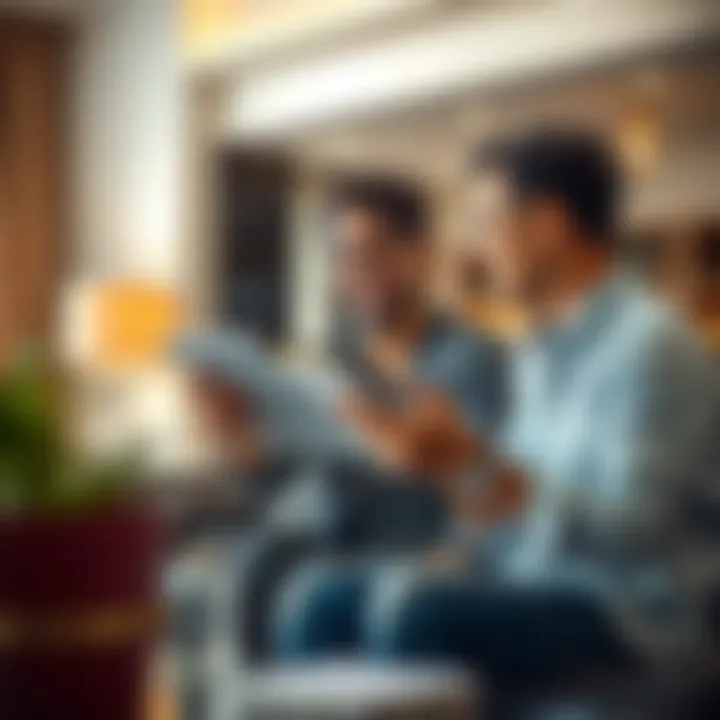 Happy couple discussing leasing options in a comfortable setting