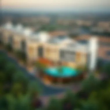 Aerial view of Park Heights 1 highlighting its modern architecture.