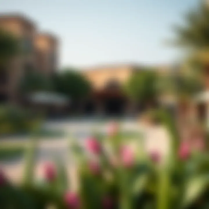 Lush greenery and community amenities surrounding Park Heights 1.