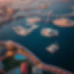Aerial view of Pearl Jumeirah Island showcasing its unique layout and luxurious properties