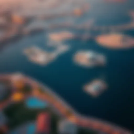 Aerial view of Pearl Jumeirah Island showcasing its unique layout and luxurious properties