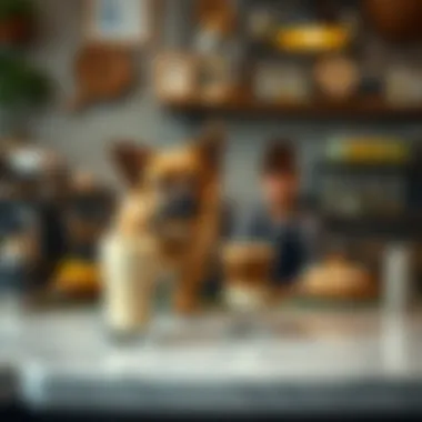 A barista serving specialty drinks in a pet-friendly environment