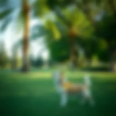 A Spacious Pet-Friendly Park in Dubai A dog enjoying a spacious green park in Dubai