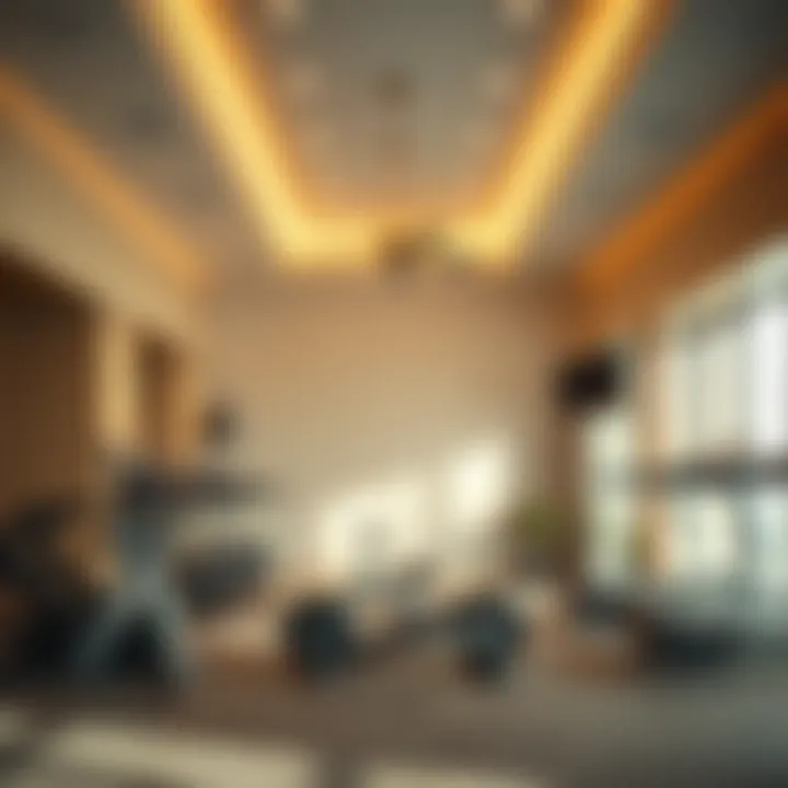 Luxurious Ambiance of Private Gyms Interior view of a luxurious private gym