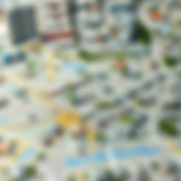 Map highlighting key neighborhoods for rental opportunities