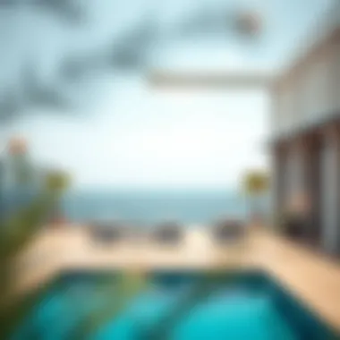 View of a rental villa's pool area