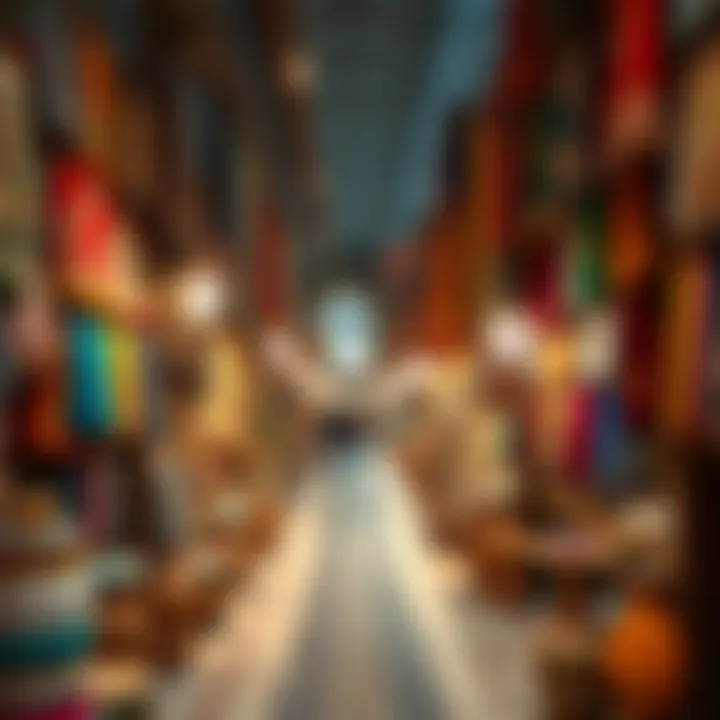 Vibrant traditional souk filled with colorful textiles and local crafts