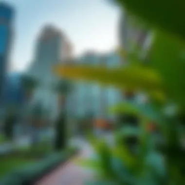 Luxury Living in Downtown Dubai Luxurious residential complex in Downtown Dubai amidst lush greenery