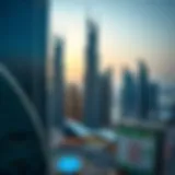 Stunning Skyscrapers of Downtown Dubai Panoramic view of Downtown Dubai showcasing iconic skyscrapers