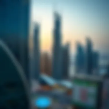 Stunning Skyscrapers of Downtown Dubai Panoramic view of Downtown Dubai showcasing iconic skyscrapers